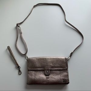 The Sak Crossbody and Wristlet Silver
